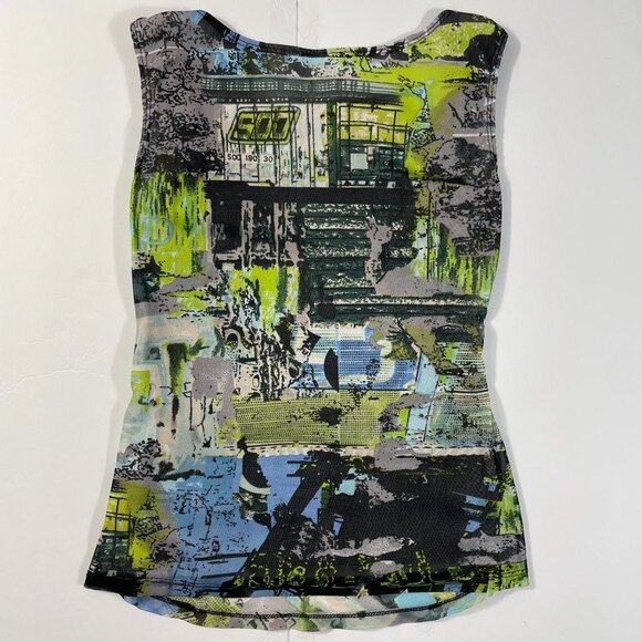 Y2K graphic mesh cowl neck tank top - Picture 2 of 3